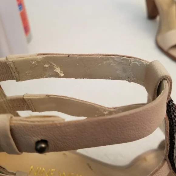 Nine West 3 In Wedge Heels Size 6.5M Leather Uppers With Beads Flaw Lining - Picture 11 of 12